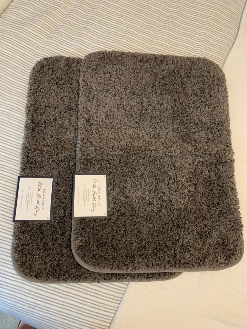 Charter Club Elite Bathmat Set of 2 Charcoal Gray NWT
